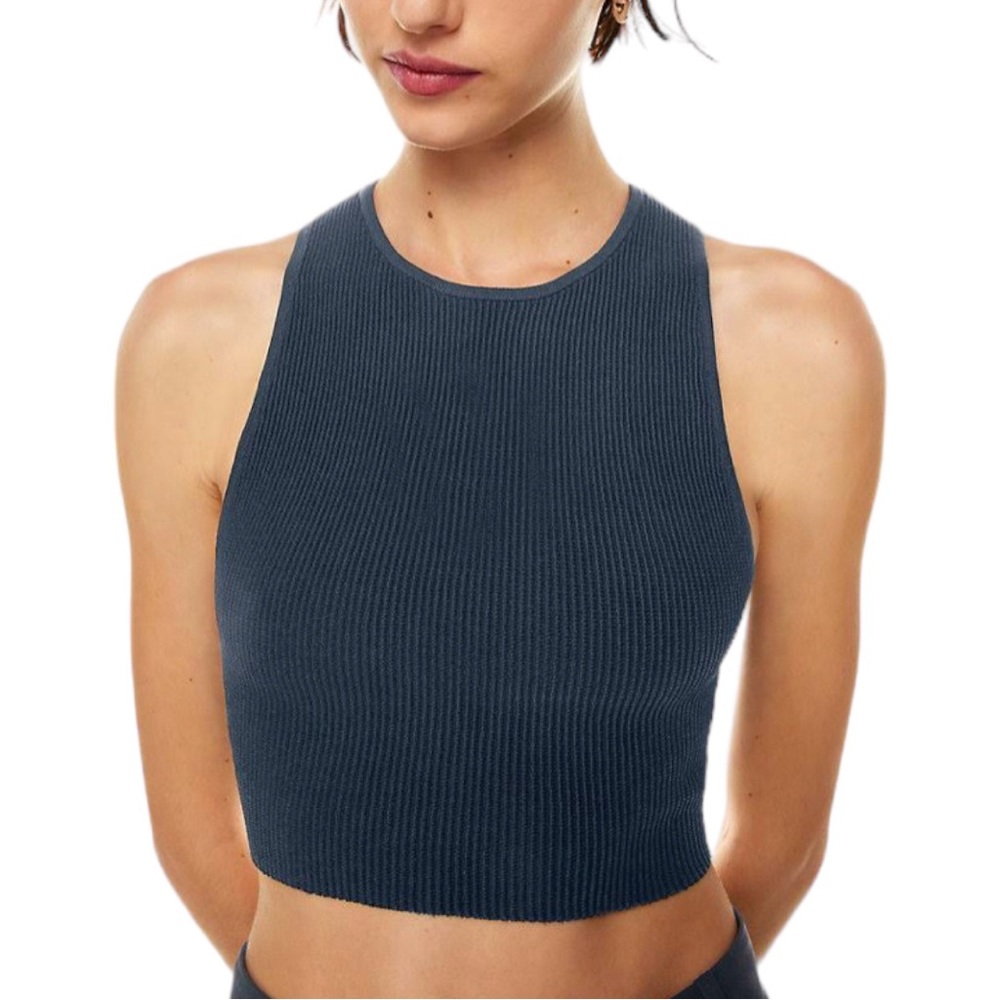 NWT Babaton Sculpt Knot Racer Cropped Tank Sweater Teal